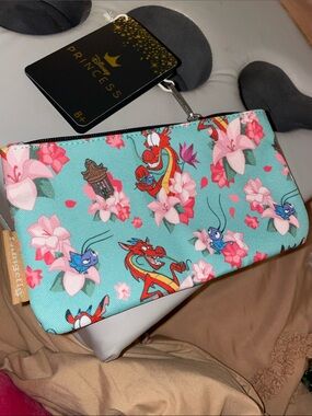 Disney Mulan Floral Cosmetic Pouch in Mint and Pink